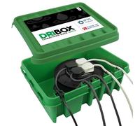 DRiBOX boîte de connexion électrique extérieure étanche IP55 - Boîtier pour cordon d'alimentation pour lumières de Noël, minuteries, rallonges, câbles, bobines (Vert, Grande)
