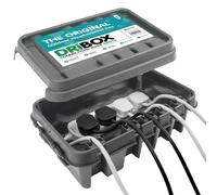DRiBOX boîte de connexion électrique extérieure étanche IP55 - Boîtier pour cordon d'alimentation pour lumières de Noël, minuteries, rallonges, câbles, bobines (Gris, Moyen)