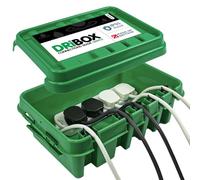 DRiBOX boîte de connexion électrique extérieure étanche IP55 - Boîtier pour cordon d'alimentation pour lumières de Noël, minuteries, rallonges, câbles, bobines (Vert, Moyen)