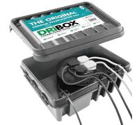 DRiBOX boîte de connexion électrique extérieure étanche IP55 - Boîtier pour cordon d'alimentation pour lumières de Noël, minuteries, rallonges, câbles, bobines (Gris, Grand)