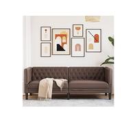 Driezitsbank Chesterfield-stijl kunstleer bruin372668