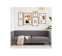 Driezitsbank Chesterfield-stijl kunstleer grijs372669