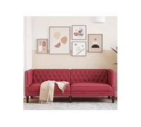 Driezitsbank Chesterfield-stijl kunstleer wijnrood372670