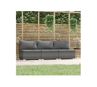 Driezitsbank met kussens poly rattan grijs317517