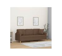 Driezitsbank met sierkussens 180 cm stof bruin3200920