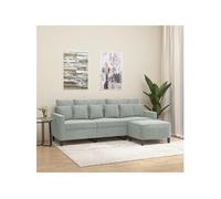 vidaXL Canapé 3 places avec repose-pieds Velours Gris clair 180 cm
