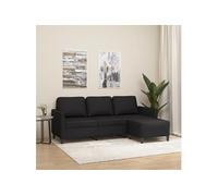 vidaXL Canapé 3201122 - 3 places avec repose-pieds Similicuir Noir 180 cm