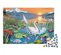 Drift de Plumes d'oies Sauvages sur Le lac de Lucerne en Suisse Puzzle en Bois Imperméable DIY Puzzles De 1000 Pièces pour Adultes Cadeaux Défi Et Casse-tête Jeux De Stimulants