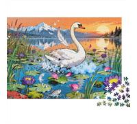 Drift de Plumes d'oies Sauvages sur Le lac de Lucerne en Suisse Puzzle en Bois Imperméable Puzzles De 1000 Pièces pour Adultes Défi Et Casse-tête De Décoration pour La Maison