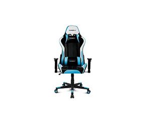 Drift DR175BLUE- Chaise de jeu professionnelle, similicuir, accoudoirs réglables 2D, piston de classe 4, pivotant, mécanisme papillon, coussin lombaire et cervical, noir/blanc/bleu
