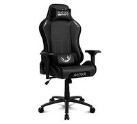 Drift DR250RU - Fauteuil de jeu officiel "ElRubius", mécanisme papillon, dossier inclinable, similicuir avec finition en daim, accoudoirs 4D, coussin cervical et lombaire, noir/blanc