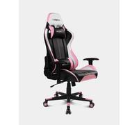 DRIFT GAMING DR175PINK- Chaise de jeu professionnelle, similicuir, accoudoirs réglables 2D, piston de classe 4, pivotant, mécanisme papillon, coussin lombaire et cervical, noir/blanc/rose