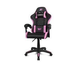 DRIFT GAMING DR35 - Chaise Professionnelle, Similicuir, Accoudoirs rembourrés, Piston Classe 3, Base en Nylon renforcé, Siège inclinable, Hauteur réglable, Coussin Lombaire/Cervical, Noir/Rose