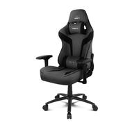 Drift Gaming DR90 XXL Chaise de Gaming XL en Tissu, accoudoirs 4D rembourrés, Piston à gaz Classe 4 de 80 mm, Coussins lombaires et cervicaux Inclus, Charge jusqu'à 150 kg, Gris/Noir