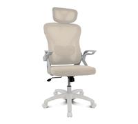 DRIFT GAMING DRAIR35 - Chaise Ergonomique pour Le Bureau et la Maison, inclinable, Pliante, avec Appui-tête et accoudoirs rembourrés, supporte jusqu'à 120 kg, Maille Respirante - Beige/Blanc