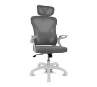 DRIFT GAMING DRAIR35 - Chaise Ergonomique pour Le Bureau et la Maison, inclinable, Pliante, avec Appui-tête et accoudoirs rembourrés, supporte jusqu'à 120 kg, Maille Respirante - Blanc/Gris
