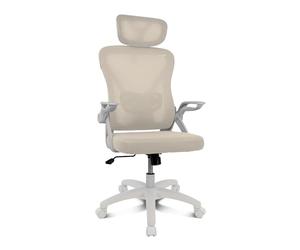 DRIFT GAMING DRAIR35 - Chaise Ergonomique pour Le Bureau et la Maison, inclinable, Pliante, avec Appui-tête et accoudoirs rembourrés, supporte jusqu'à 120 kg, Maille Respirante - Beige/Blanc
