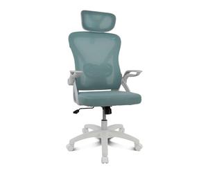 DRIFT GAMING DRAIR35 - Chaise Ergonomique pour Le Bureau et la Maison, inclinable, Pliante, avec Appui-tête et accoudoirs rembourrés, supporte jusqu'à 120 kg, Maille Respirante - Turquoise/Blanc
