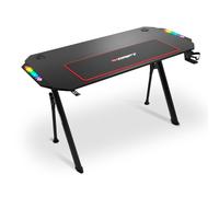 DRIFT GAMING DRDZ175RGB - Table de Jeu avec Plateau en Fibre de Carbone, Porte-Boisson et Casque, côtés RGB réactifs au Son, Tapis 80 x 30 cm, Noir