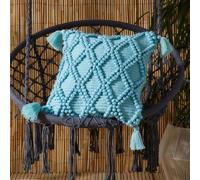 Drift Home - Coussin d'extérieur Alda (43 x 43 cm) - Coussin tissé en Losange Bleu Canard pour l'extérieur
