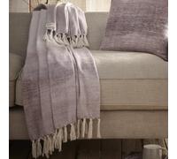 Drift Home - Jeté dégradé Mauve (180 x 130 cm) - Coton recyclé Durable - Couverture à Pompons Mauve - Couverture Mauve Teinte par trempage Grande - Jeté de canapé délavé Mauve - Jeté de lit Mauve