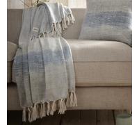 Drift Home - Jeté dégradé Vert (180 x 130 cm) - Coton recyclé Durable - Couverture à Pompons Vert - Couverture Verte Teinte par trempage Grande - Jeté de canapé Vert délavé - Jeté de lit Vert