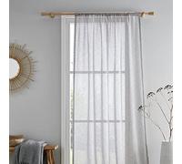 Drift Home - Rideau en Coton Semi-Transparent Gris - 140 x 228 cm - Coton recyclé Durable - 1 Panneau de Rideau en Gris - Rideau Transparent Gris - Voile/Filet Gris pour fenêtre