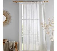 Drift Home - Rideau en Coton Semi-Transparent Naturel - 140 x 182 cm - Coton recyclé Durable - 1 Panneau de Rideau en Naturel - Rideau Transparent Naturel - Rideau en Voile/Filet Naturel