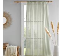 Drift Home - Rideau en Coton Semi-Transparent Vert Sauge 140 x 182 cm - 1 Panneau Voile/Filet pour Fenêtre en Coton Recyclé Durable