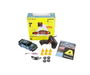 Drift Sport Muscle Car télécommandée, avec éclairage sous Le Plancher 4 WD, échelle 1:24, RTR, Bleue, pour Enfants à partir de 6 Ans