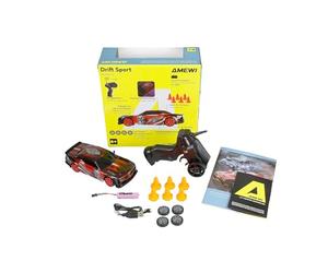 Drift Sport Muscle Car télécommandée, avec éclairage sous Le Plancher 4 WD, échelle 1:24, RTR, Rouge, pour Enfants à partir de 6 Ans