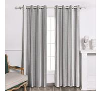 DriftAway Chris Rideaux occultants en Lin avec Couche Thermique et insonorisante - 213,4 cm de Long - pour Chambre à Coucher - Imprimé à Rayures - Isolation Thermique - Doublés - pour Salon - Gris