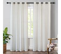 DriftAway Lot de 2 rideaux texturés en lin mélangé de style rustique pour salon, à rayures verticales, rideaux à œillets qui filtrent la lumière, panneaux texturés en lin pour chambre à coucher, 132,1 x 213,4 cm, gris