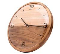Driini Analog Dome Glass Wall Clock (12") - Pine Wood Frame with Two-Tone Wooden Face - Battery Operated with Silent Movement - Large Decorative Clocks for Classroom, Office, Living Room, or Bedrooms.