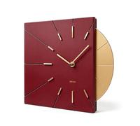 Driini Horloge murale moderne du milieu du siècle - Horloge carrée rouge avec accent doré décoratif - Horloge moderne unique, fonctionne à piles - Horloge murale MCM et horloge murale décorative pour