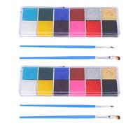 DriKou 2 Sets Body Painting Paints, 12Color Halloween Party Drama Oil Paint Make Up Pigment Artist Paintbrushes Tattoo Stencil Arts Crafts kit Halloween Cosplay Makeup