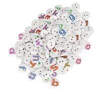 Drikou 200 pcs boutons en bois lettres anglaises peinture décoration pour vêtements artisanat bricolage arts