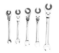 DriKou 5 pièces jeu de clés à cliquet, clés ouvertes à Double extrémité pour conduite de frein de climatisation 10mm 11mm 13mm 14mm 17mm