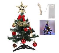 DriKou Árbol de Navidad de mesa, Mini árbol de Navidad Artificial Con Cadena de Luz LED, Adorno Para el hogar, escritorio, Navidad, decoración de mesa, hogar, oficina, Fiesta (Colorful Light)