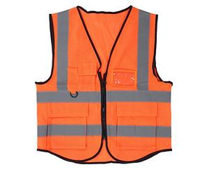 DriKou Gilet réflexive, gilet respirant de sécurité haute visibilité avec gilet de sécurité nocturne en maille pour la course de nuit, le vélo, la randonnée (orange)