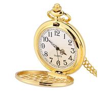 DriKou Montre de Poche à Quartz Classique, Collier à Pendentif Lisse, boîtier en Alliage Durable avec chaîne de, Montre pour Homme, Cadeau de Noël, de Remise de diplôme, d'anniversaire