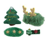 DriKou Pinza para el Cabello de Navidad, Linda Horquilla Exquisita Verde con Broche Banda de Goma Clip BB Accesorios para el Cabello de Navidad para Mujeres de decoración del