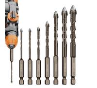 Drill Bits For Wood, 7-Piece Tungsten Steel Bit Set, Non-Skid Screw Driving Tool, Heavy Duty Professional Construction Kit | Portable Multi-Purpose Accessory Industrial, Carpenter, Electrician, Metalw