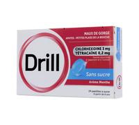 Drill Sans Sucre Maux De Gorge 24 Pastilles À Sucer