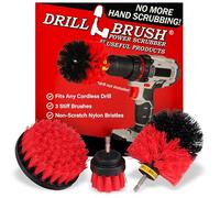 Drillbrush Tout Usage Salle de Bains Surfaces Douche, Baignoire et Carreaux d'alimentation Scrubber Kit de Nettoyage Brosse Stiff-Rouge