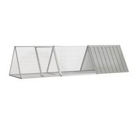 Drillkyn Cage à lapin grise en acier galvanisé 302,5 x 80,5 x 71 cm avec extension, enclos stable pour petits animaux pour l'intérieur et l'extérieur, clapier sûr avec porte et grille