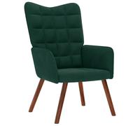 Drillkyn Fauteuil relax en velours vert foncé avec structure robuste et pieds en bois, rembourré pour un grand confort, fauteuil rembourré polyvalent comme fauteuil de lecture ou fauteuil à oreilles