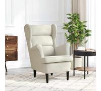 Drillkyn Fauteuil rembourré en velours blanc crème avec cadre en contreplaqué, 74 x 84 x 100 cm, fauteuil simple avec dossier rembourré, hauteur des accoudoirs 66 cm, fauteuil relax pour salon et