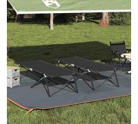 Drillkyn Lot de 2 lits pliants de camping - Noir - 206 x 76 x 47 cm - Pliable - Robuste et léger - Avec cadre en acier - Pour extérieur, voyage, trekking, festival, randonnée et loisirs dans la tente