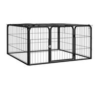 Drillkyn Lot de 4 enclos pour chien en acier revêtu par pulvérisation avec verrou de sécurité, éléments en grille de 100 x 50 cm, enclos d'extérieur résistant aux intempéries pour chiots, parc